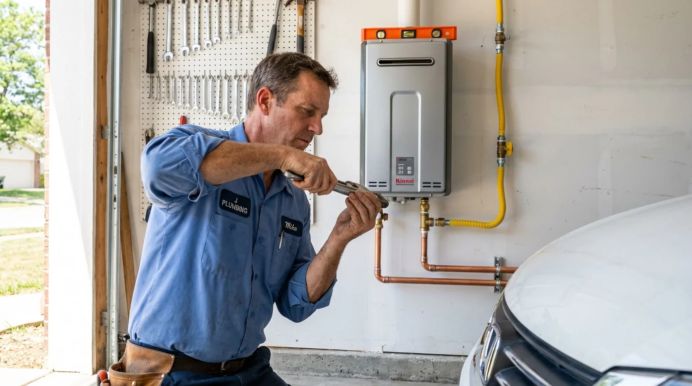 Tankless water heater installation by a Johns Plumbing LLC plumber in Elberta